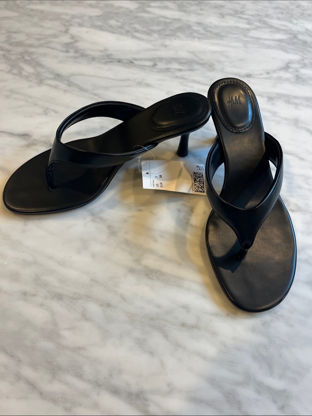 H&M Black Thong Heel Sandal US 7 EUR 38 - Picture 2 of 6